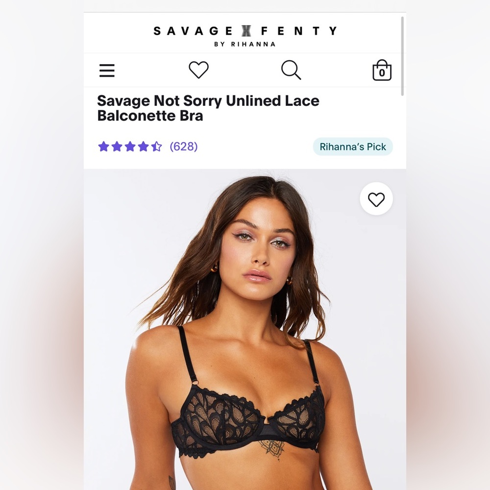 Savage X Fenty 34D Baroque Bondage Unlined Balconette Bra